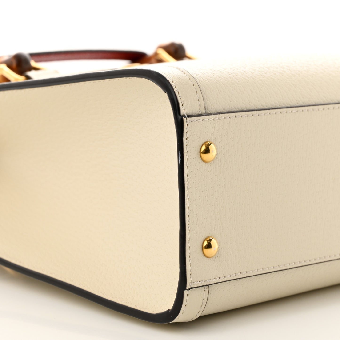 Textured Dollar Calfskin Web Small Diana Tote Bag Mystic White