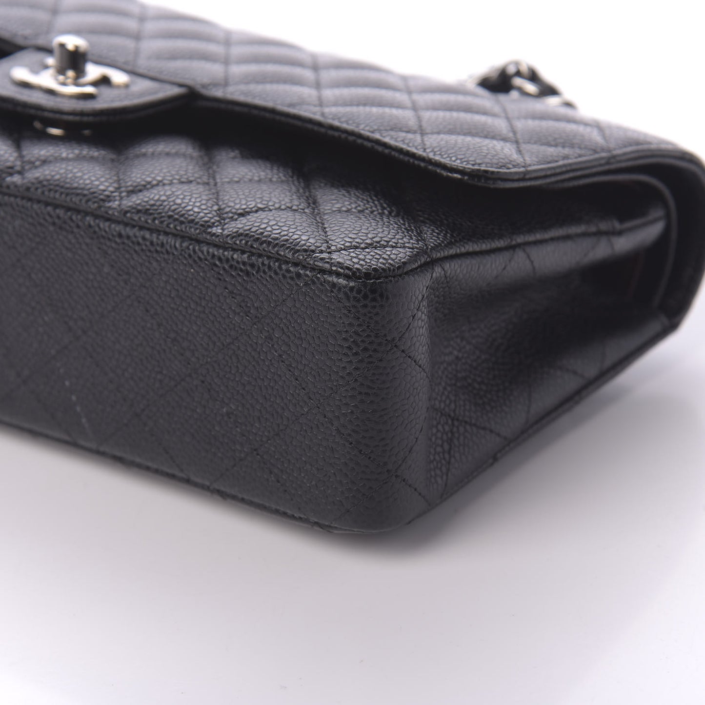 Caviar Quilted Medium Double Flap Black
