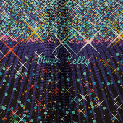Hermes Silk Twill Magic Kelly Pocket Square Scarf Noir Violet Turquoise 3 of 7