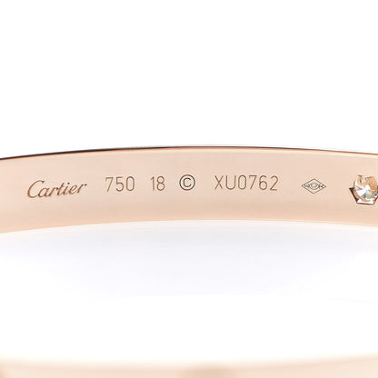 Cartier 18K Pink Gold 4 Diamond LOVE Bracelet 18 5 of 9