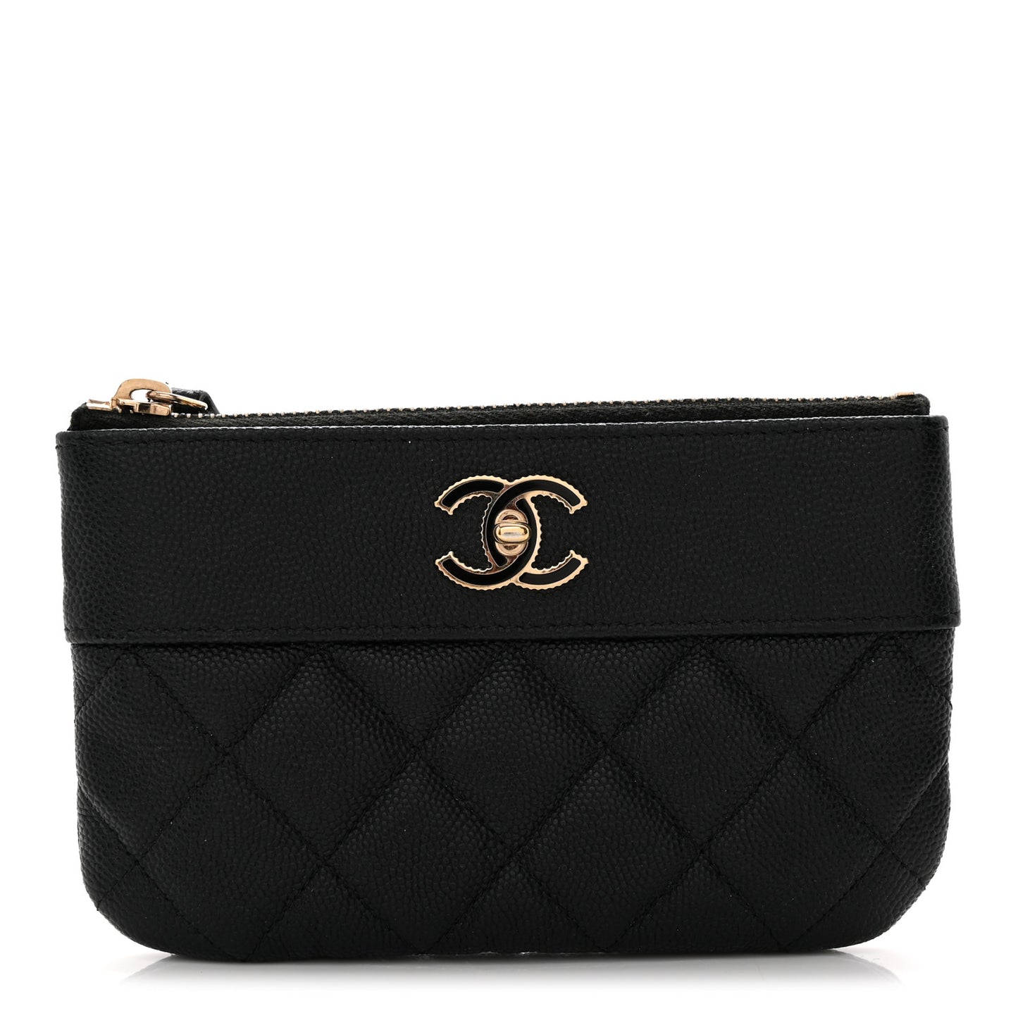Caviar Quilted Small Vintage Mademoiselle Cosmetic Case Black