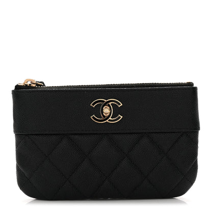Chanel Caviar Quilted Small Vintage Mademoiselle Cosmetic Case Black 1 of 8