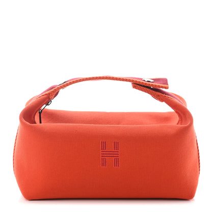 Hermes Canvas Small Bride-A-Brac Pouch Orange Burgundy 1 of 8