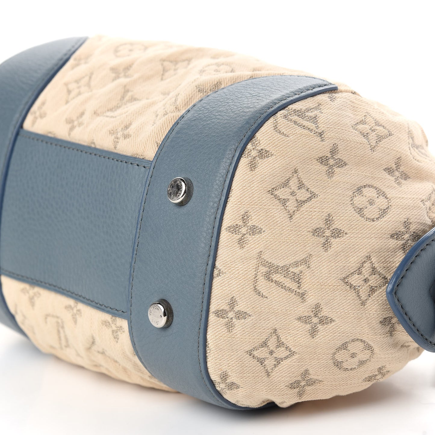 Monogram Denim Pochette Round Blue
