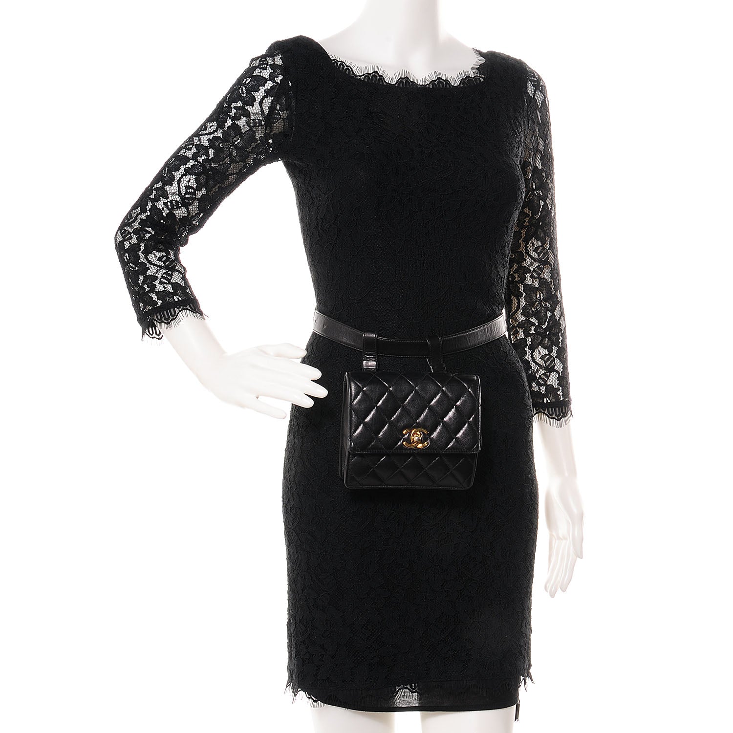 Chanel Lambskin Quilted Flap Belt Black 2 of 9