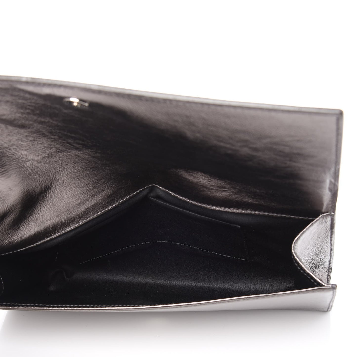 Metallic Calfskin Large Belle De Jour Clutch Dark Silver