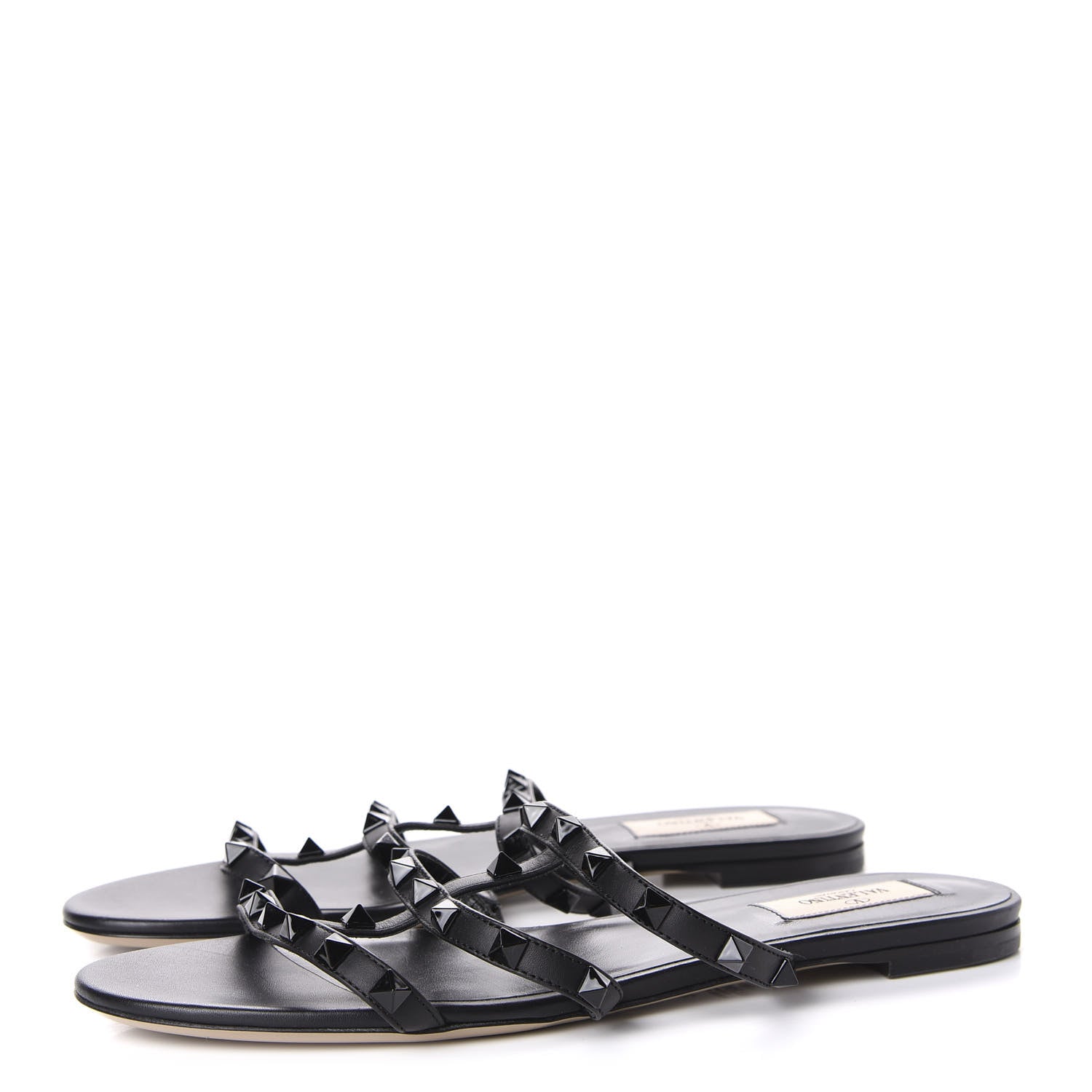 Valentino Garavani Nappa Rockstud Caged Flat Slide Sandals 39.5 Black 3 of 9