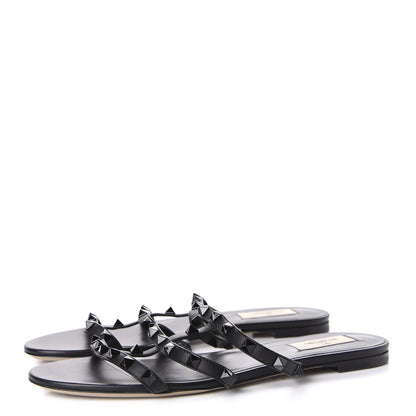 Valentino Garavani Nappa Rockstud Caged Flat Slide Sandals 39.5 Black 3 of 9