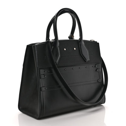 Louis Vuitton Calfskin Embossed Steamer MM Black 4 of 9