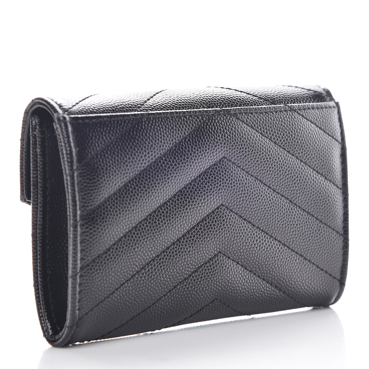 Grain De Poudre Matelasse Chevron Small Monogram Envelope Wallet Black