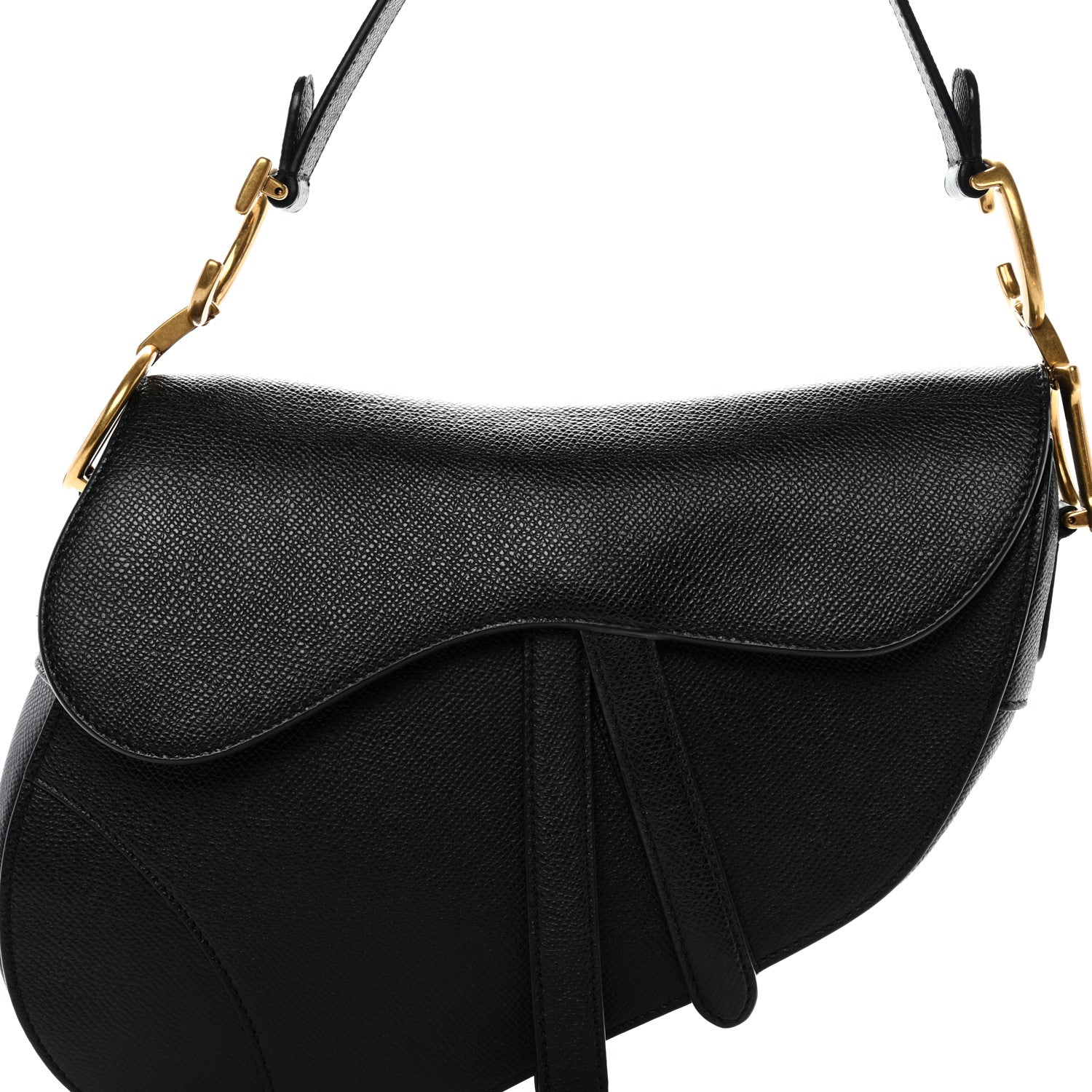 Christian Dior Grained Calfskin Saddle Bag Black 7 of 11