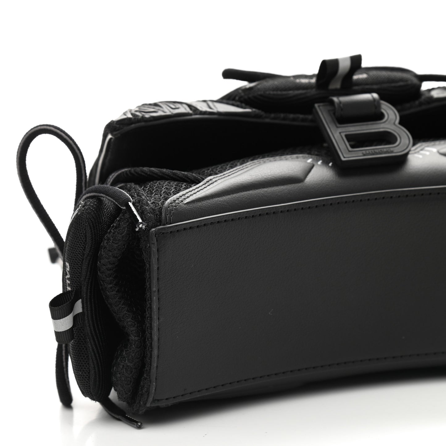 Faux Calfskin Fabric Small Sneakerhead Top Handle Bag Black