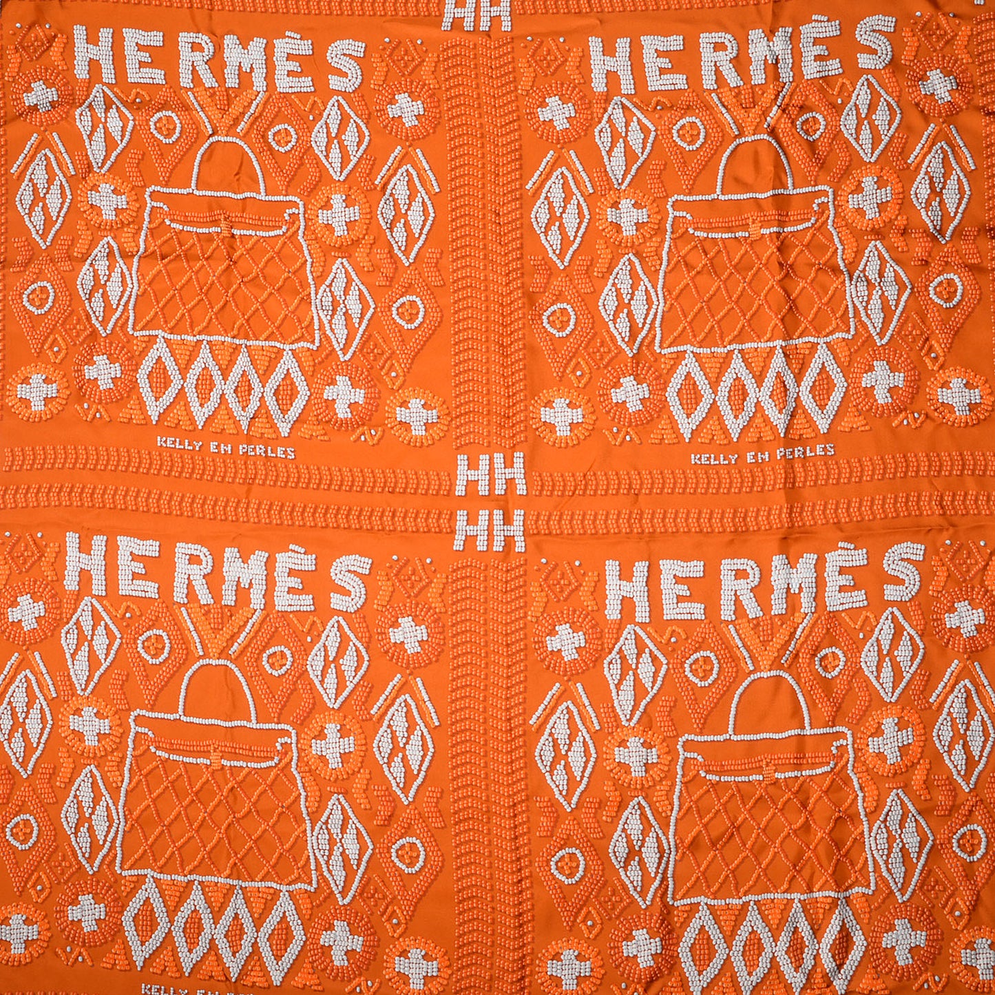 Silk Giant Twill Lave Kelly En Perles Scarf 140 Orange