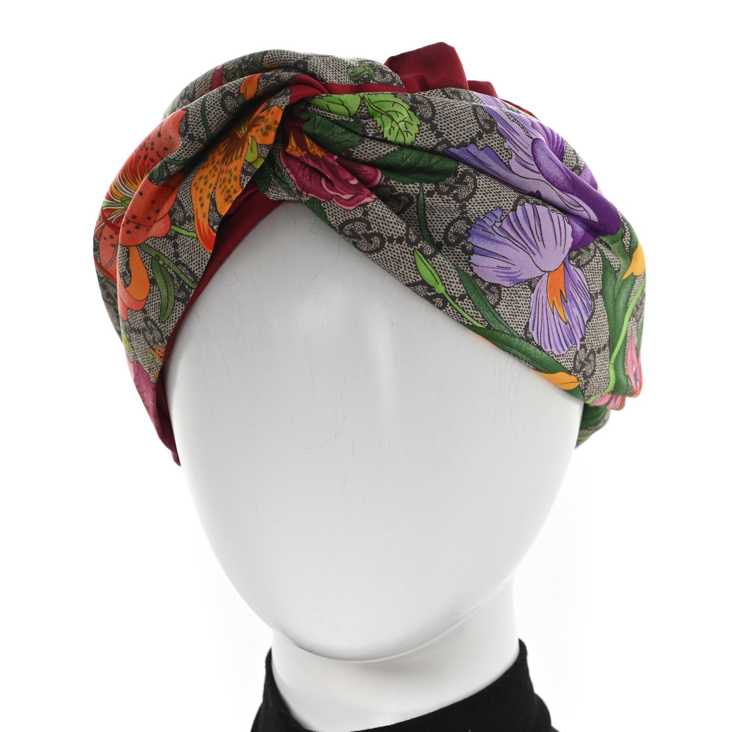 Silk Monogram Flora Print Headband M Red