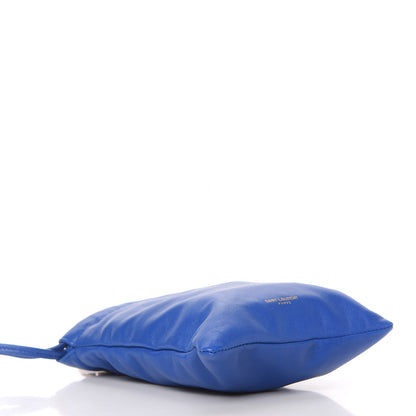 Saint Laurent Lambskin Paris Drawstring Pouch Bleu Majorelle 4 of 11