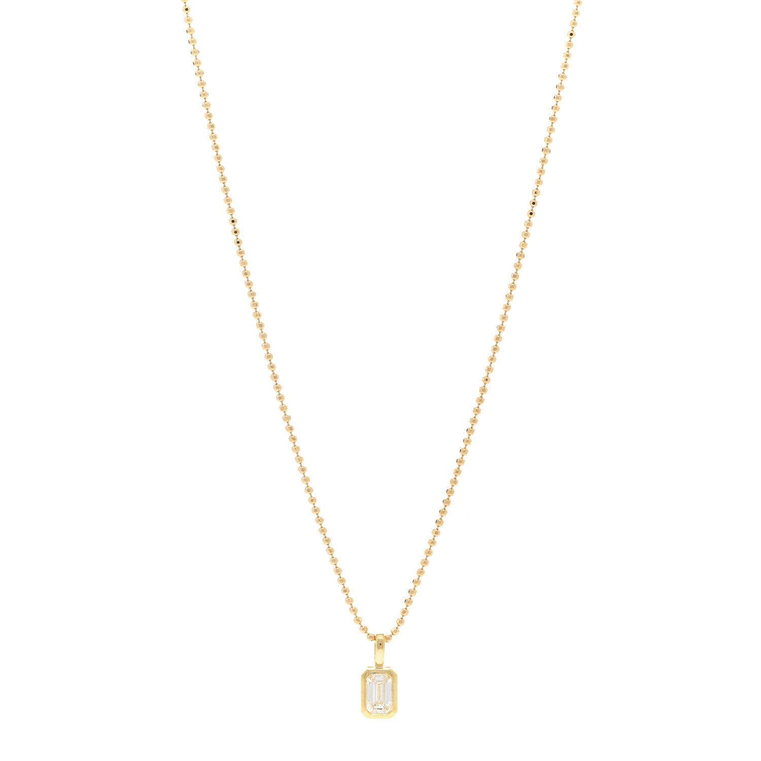 Anita Ko 18K Yellow Gold Diamond Emerald Cut Bezeled Pendant Necklace 1 of 4