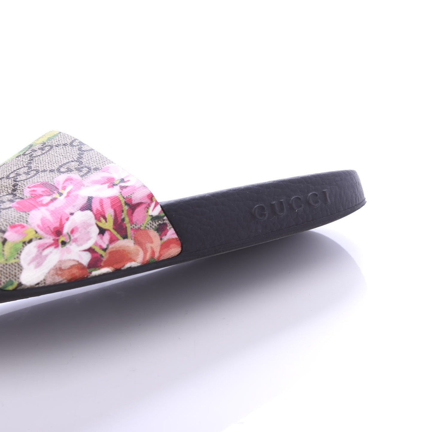 GG Supreme Monogram Blooms Slide Sandals 37 Beige Multicolor