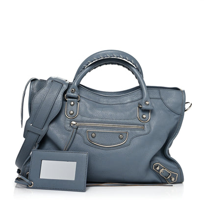 Balenciaga Chevre Silver Metallic Edge Hardware City Bleu Acier 1 of 11