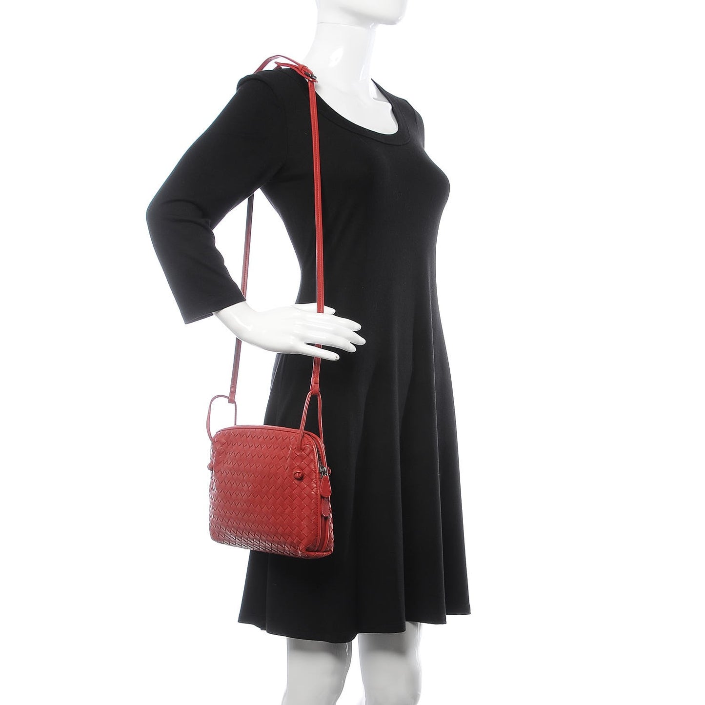 Nappa Intrecciato Nodini Crossbody Messenger Red