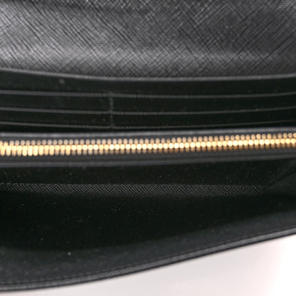 Prada Saffiano Triangle Logo Continental Flap Travel Wallet Black 6 of 9