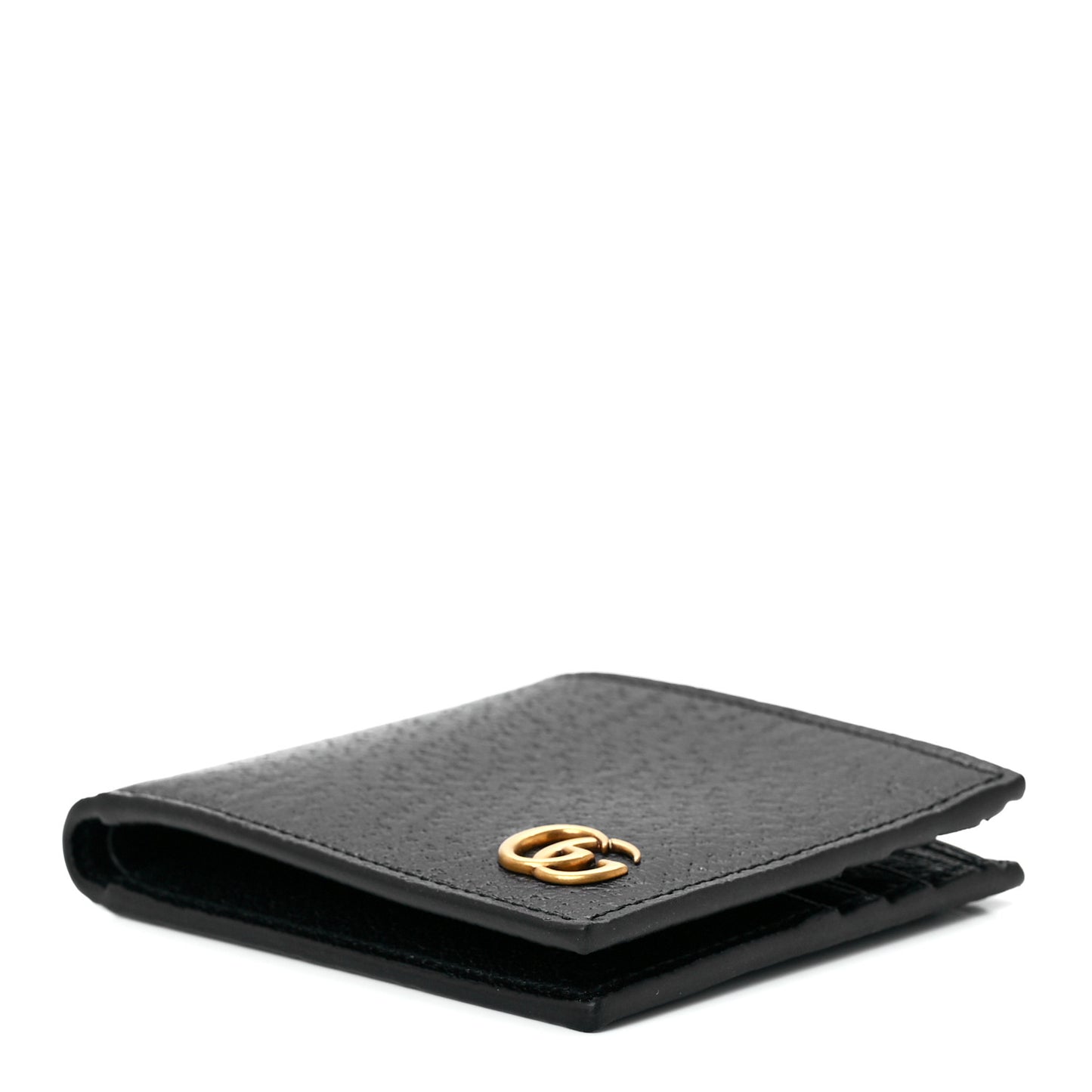 Calfskin Boar Effect GG Marmont Bi-Fold Wallet Black