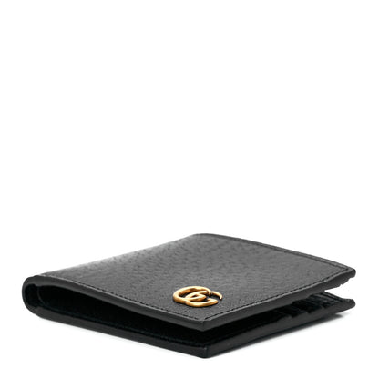 Gucci Calfskin Boar Effect GG Marmont Bi-Fold Wallet Black 9 of 12