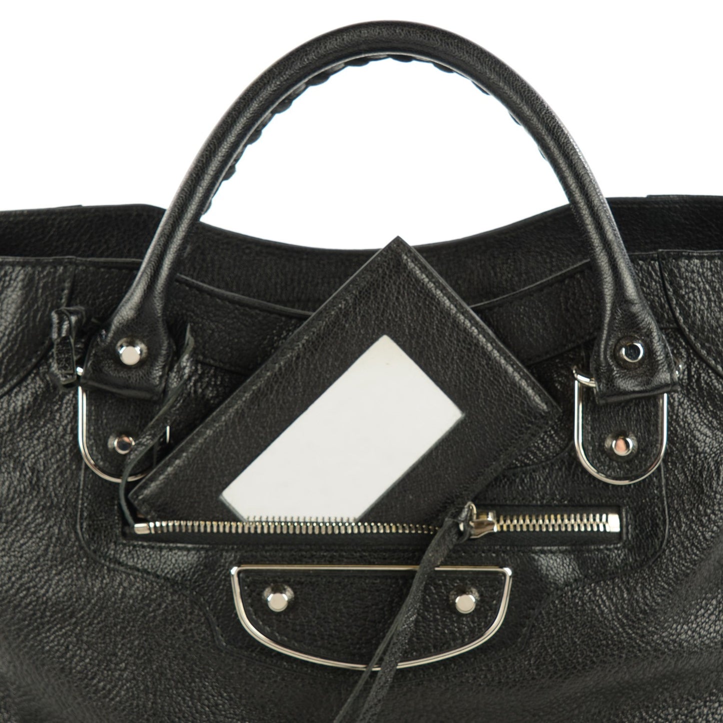 Chevre Silver Metallic Edge Hardware Velo Black