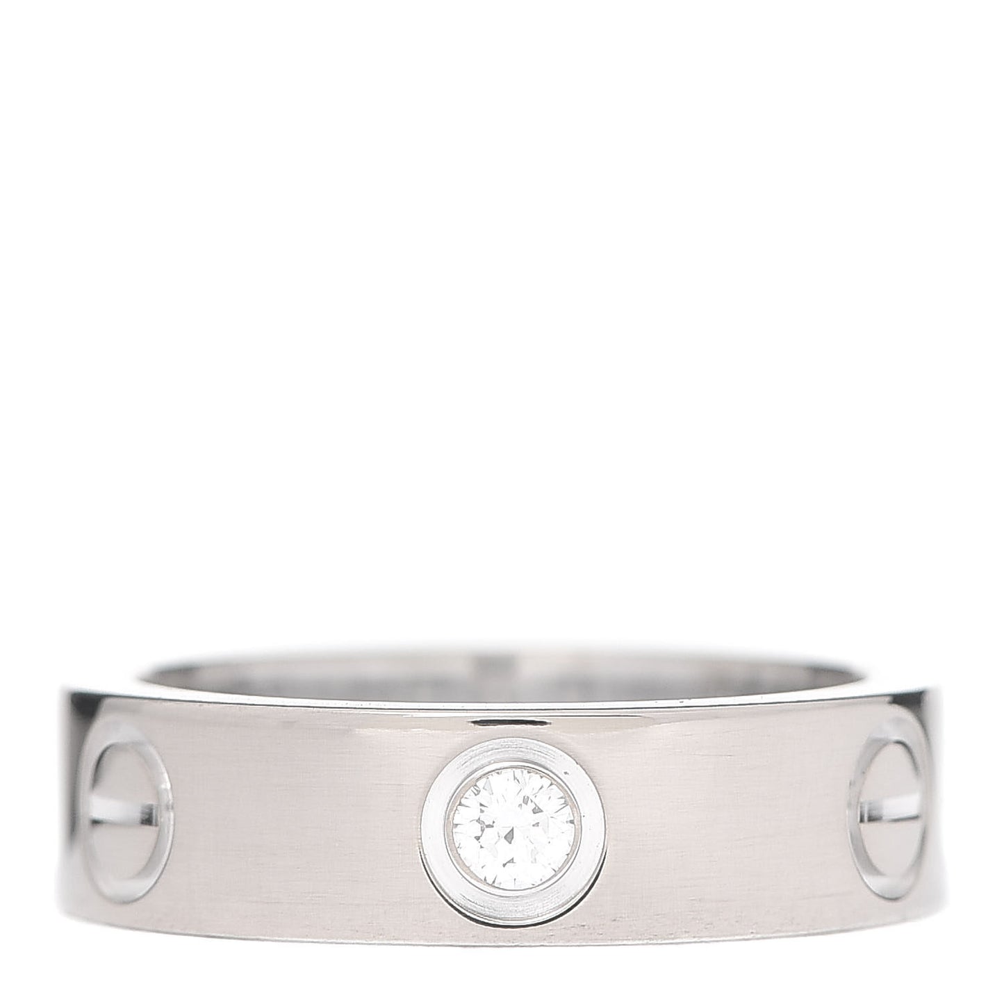 18K White Gold 3 Diamond 5.5mm LOVE Ring 53 6.25