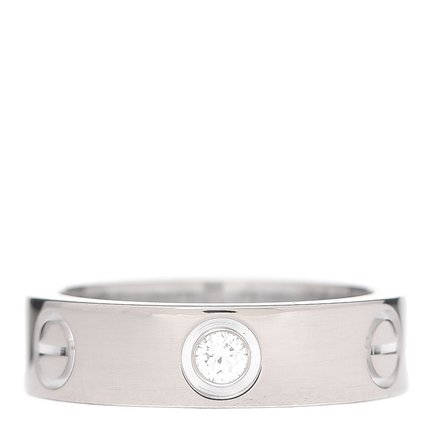 Cartier 18K White Gold 3 Diamond 5.5mm LOVE Ring 53 6.25 1 of 5