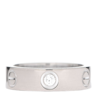 Cartier 18K White Gold 3 Diamond 5.5mm LOVE Ring 53 6.25 1 of 5