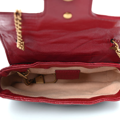 Gucci Vintage Effect Calfskin Matelasse Diagonal Super Mini Torchon GG Marmont Shoulder Bag Black Romantic Cherry 4 of 4