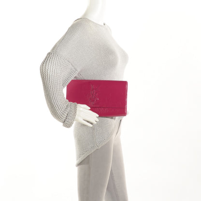 Saint Laurent Textured Patent Monogram Large Belle De Jour Clutch Fuchsia 2 of 7