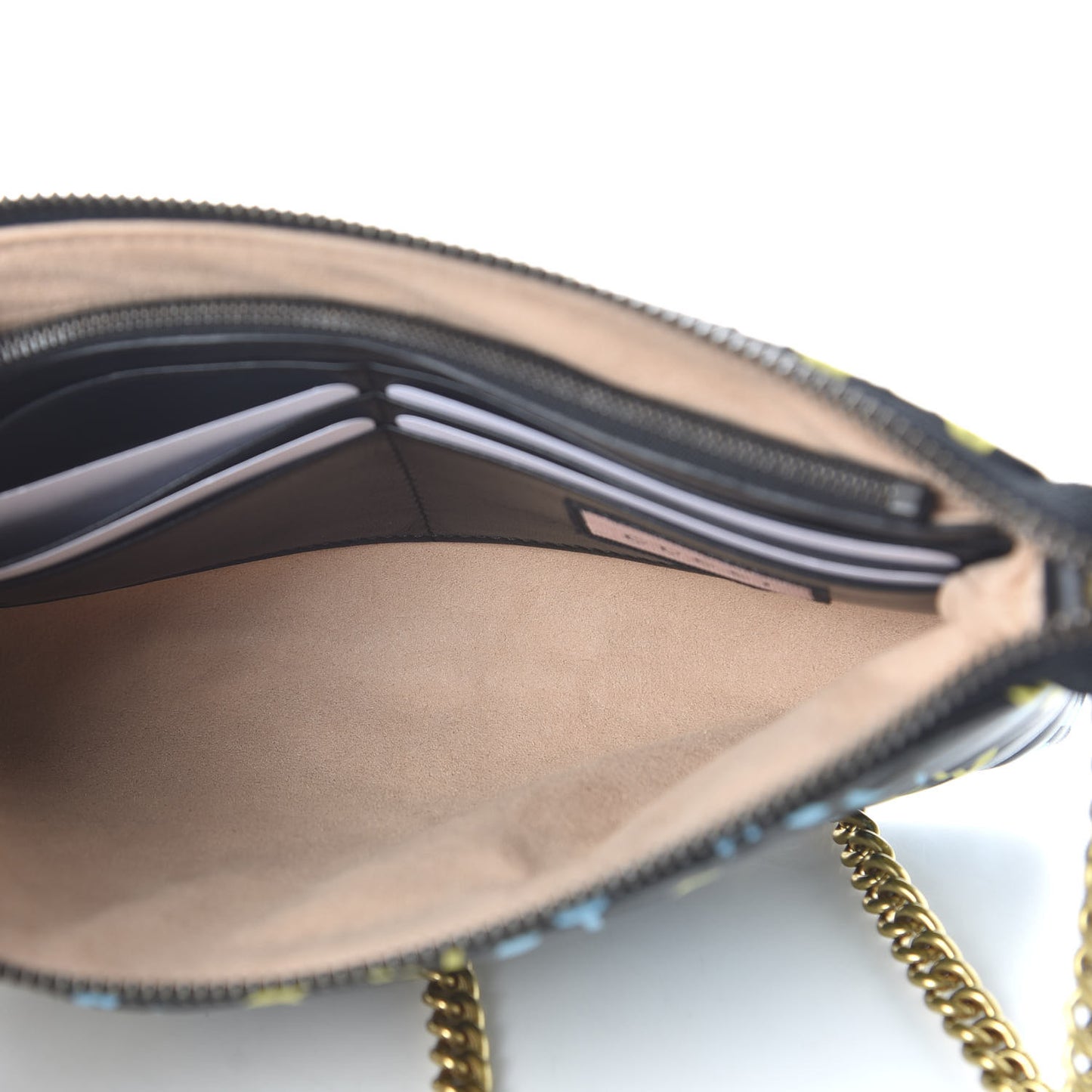 Calfskin Matelasse Printed Mini GucciGhost GG Marmont Chain Bag Black New Acquamarine