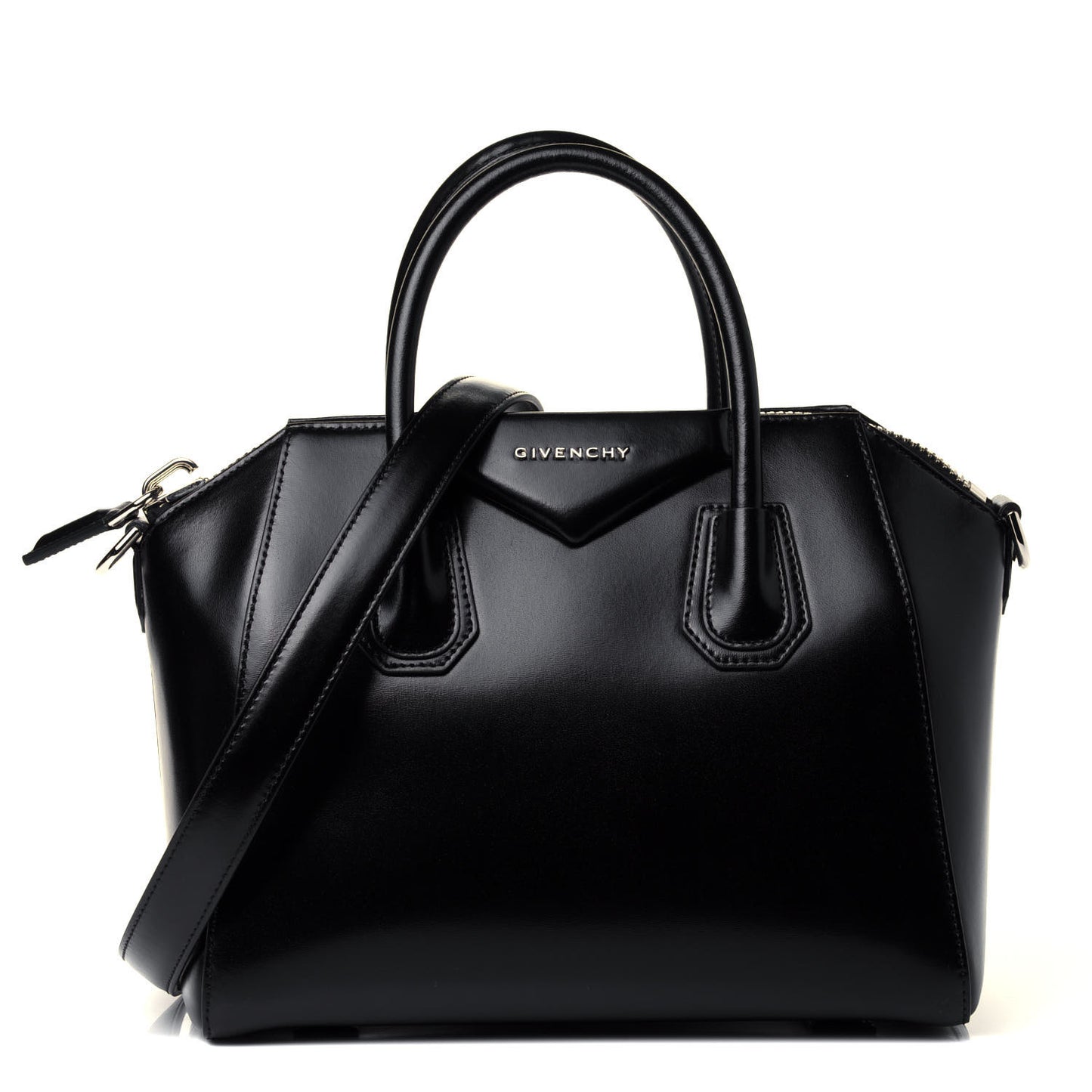 Shiny Lord Calfskin Small Antigona Black