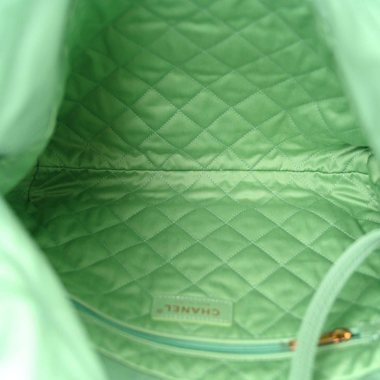Shiny Calfskin Quilted Small Chanel 22 Light Green