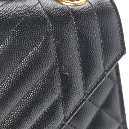 Saint Laurent Grain De Poudre Textured Mixed Matelasse Triquilt Medium Monogram Satchel Black 12 of 12