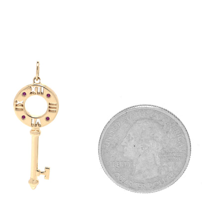 Tiffany 18K Yellow Gold Ruby Atlas Pierced Key Pendant 2 of 4