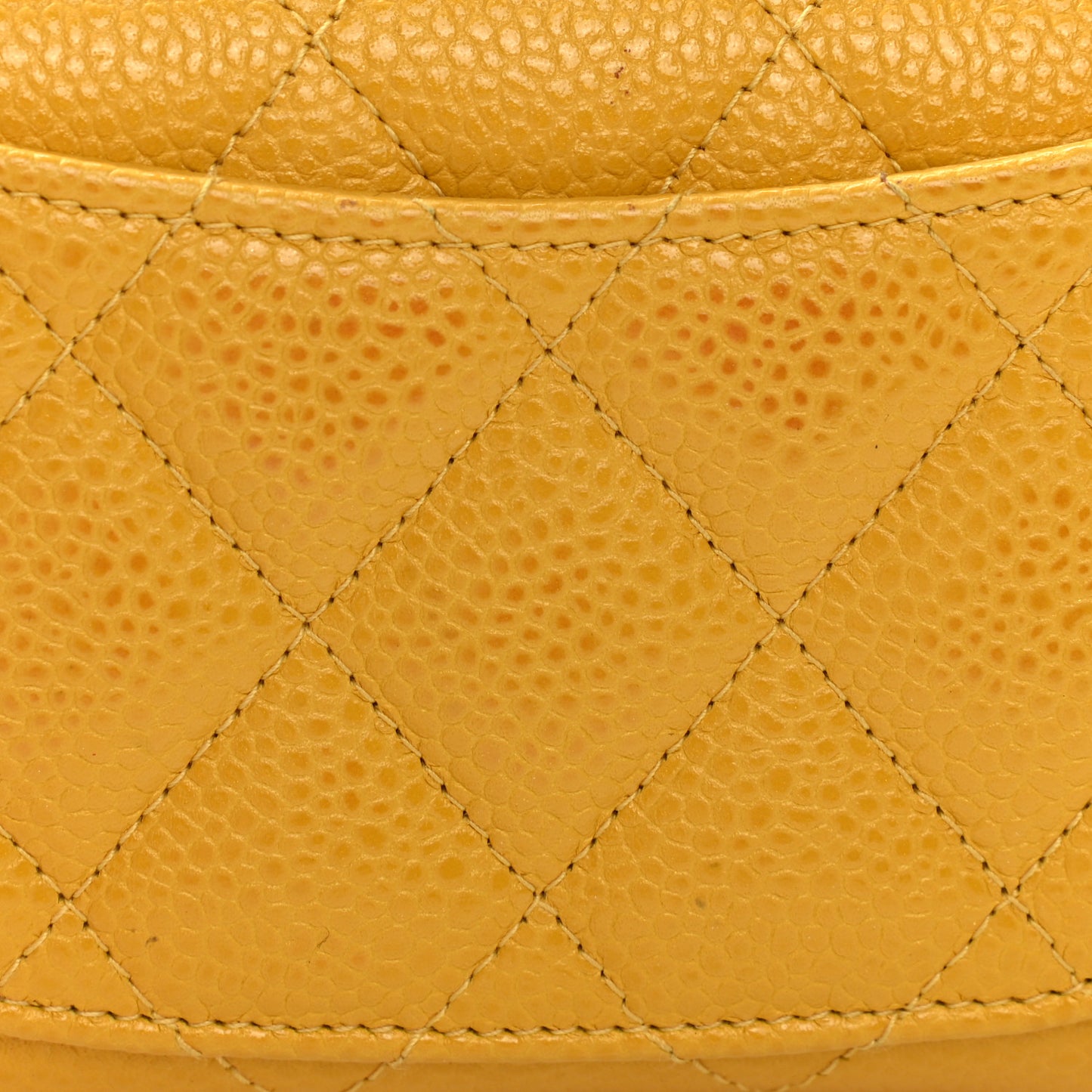 Caviar Quilted Flap Card Holder Wallet Yellow