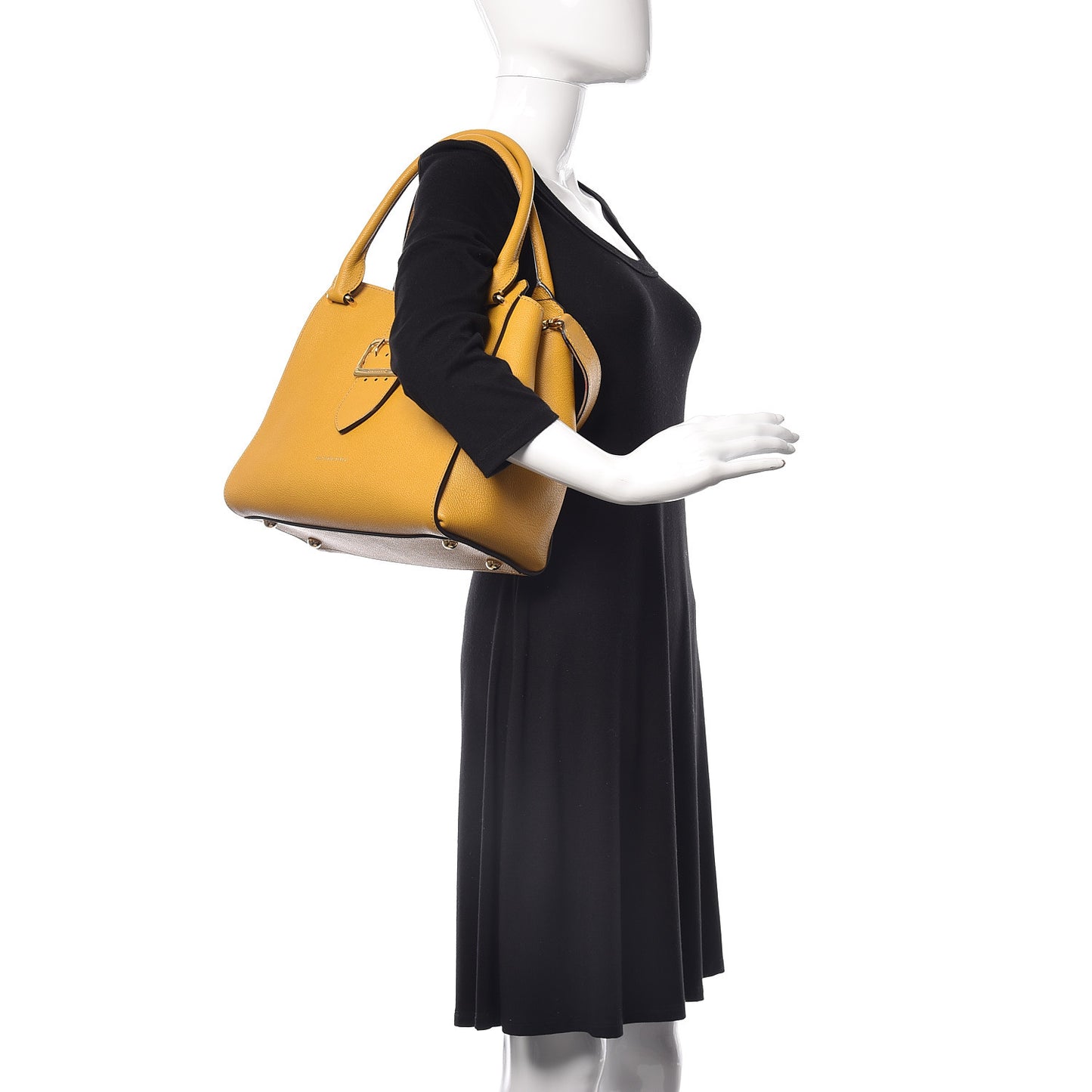 Soft Grain Calfskin Medium Buckle Tote Bright Straw