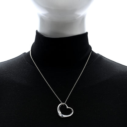 Tiffany Sterling Silver Elsa Peretti 27mm Open Heart Pendant Necklace 2 of 5