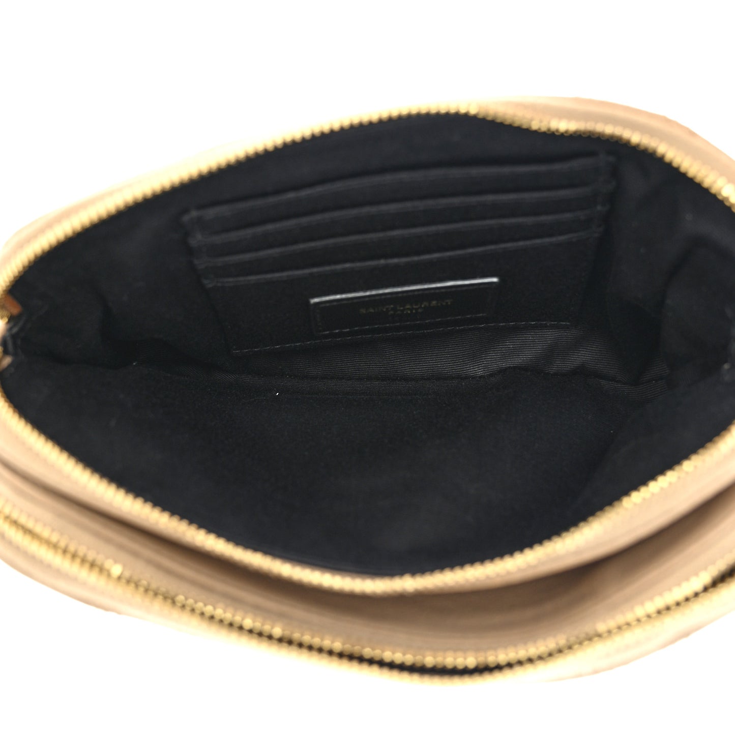 Grained Lambskin Quilted Mini Becky Double Zip Bag Natural Tan