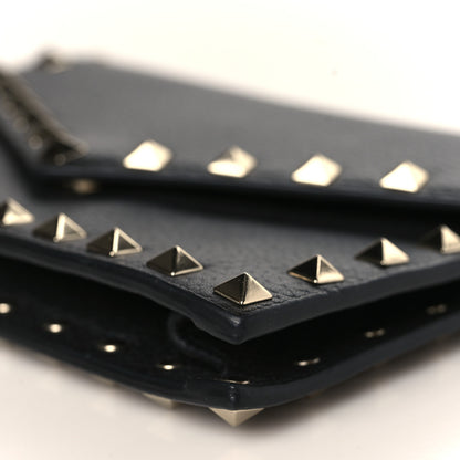 Valentino Garavani Pebbled Calfskin Rockstud Envelope Wallet on Chain Black 8 of 8