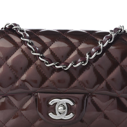 Chanel Striated Patent Quilted Mini Rectangular Flap Burgundy 9 of 9