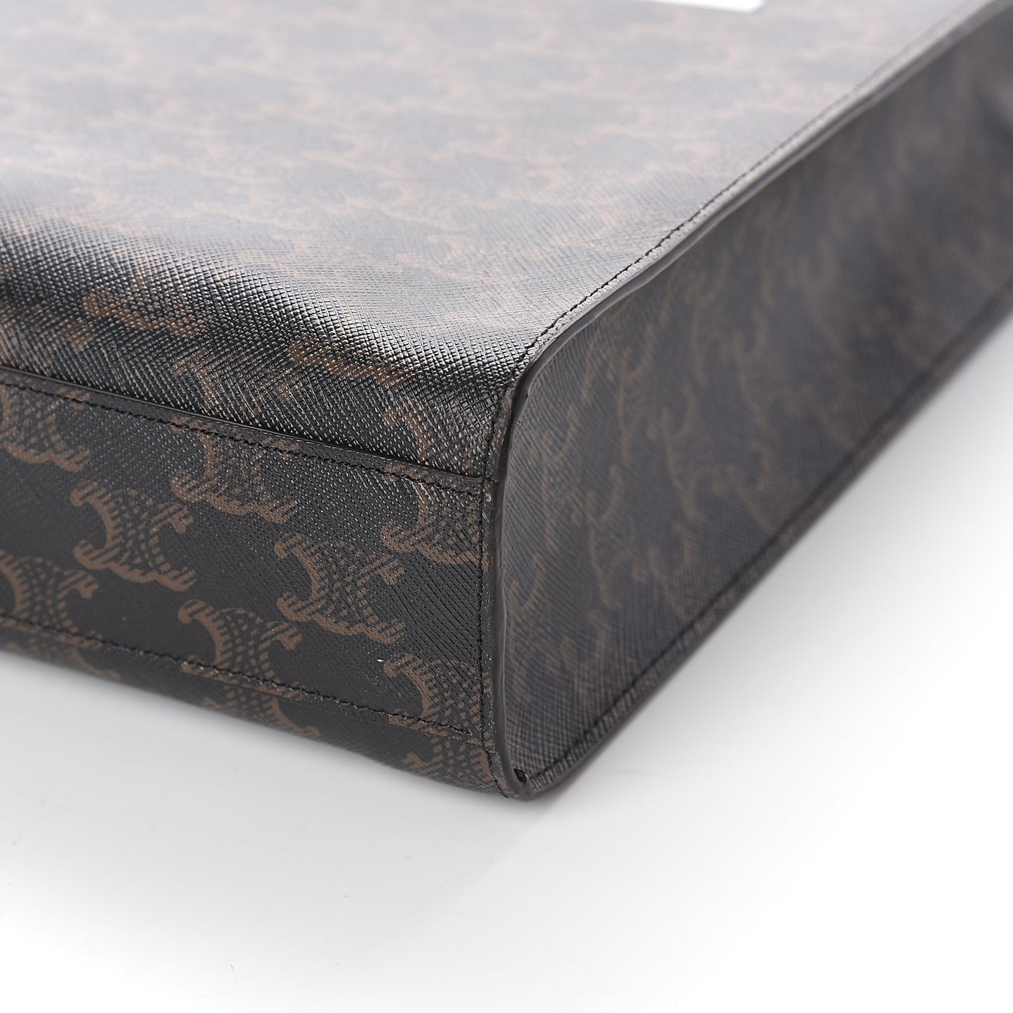 Triomphe Canvas Calfskin Small Vertical Cabas Tan