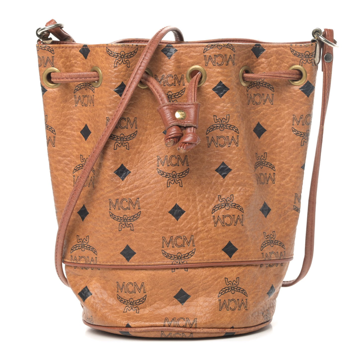 Visetos Drawstring Bucket Bag Cognac