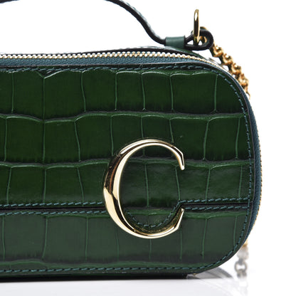Chloe Calfskin Crocodile Embossed Mini C Vanity Bag Woodsy Green 10 of 11