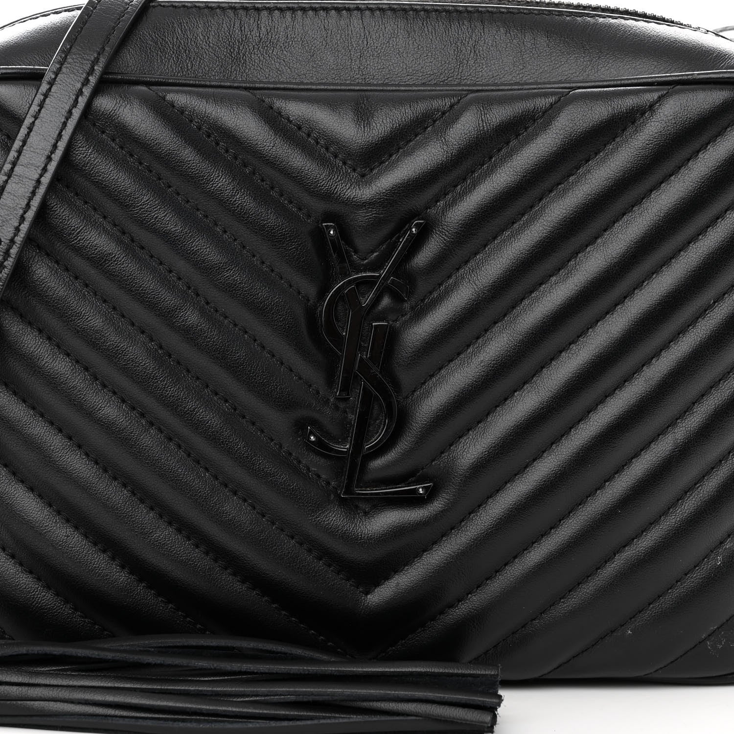 Saint Laurent Calfskin Matelasse Monogram Monochrome Lou Camera Bag Black 7 of 12