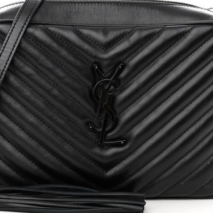 Saint Laurent Calfskin Matelasse Monogram Monochrome Lou Camera Bag Black 7 of 12