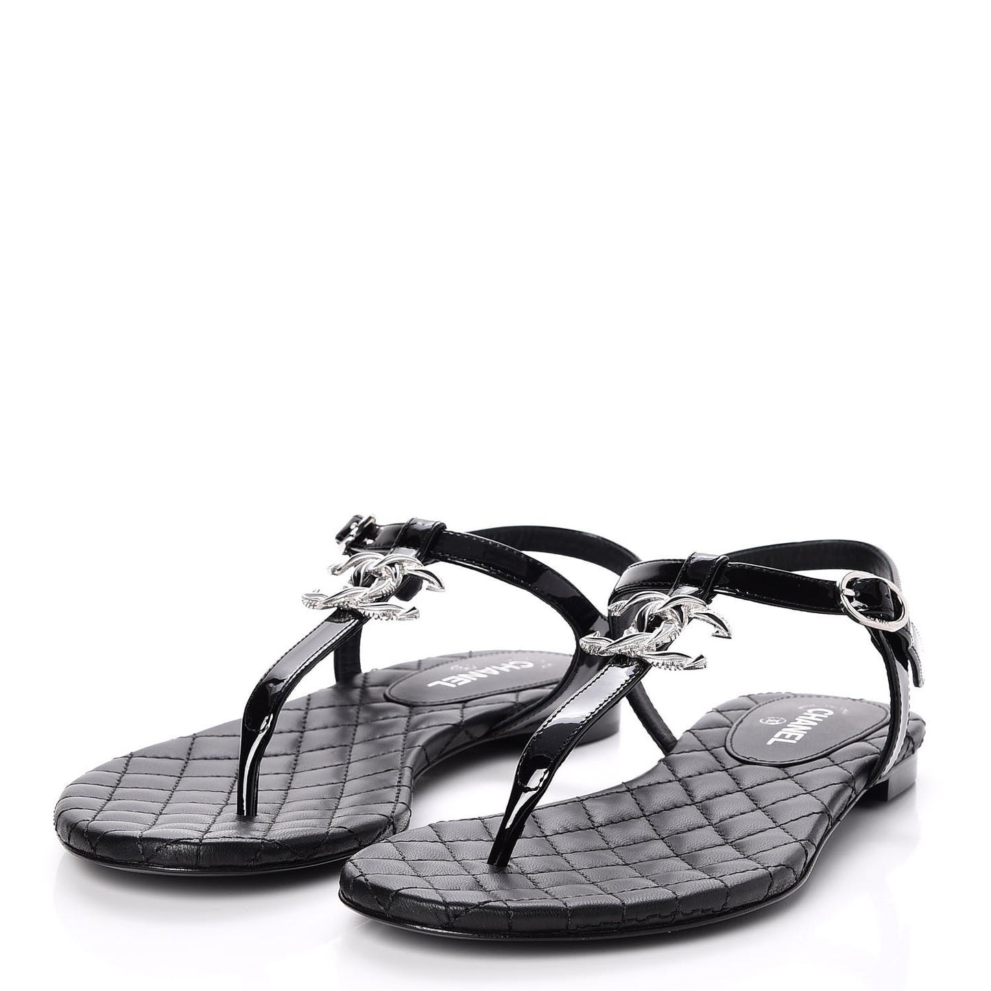 Patent CC Thong Sandals 35.5 Black