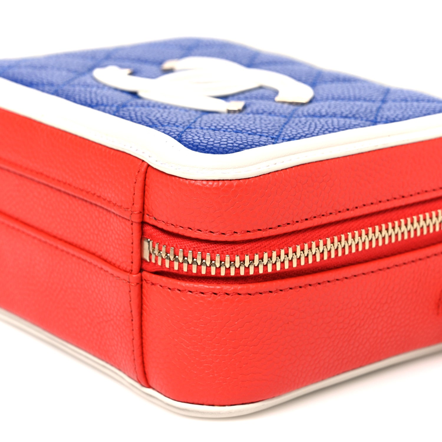 Chanel Caviar Quilted Small CC Filigree Vanity Case Blue White Red 10 of 10